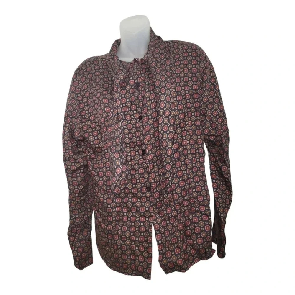 Vintage Jones New York Button Down Blouse with Tie size Medium